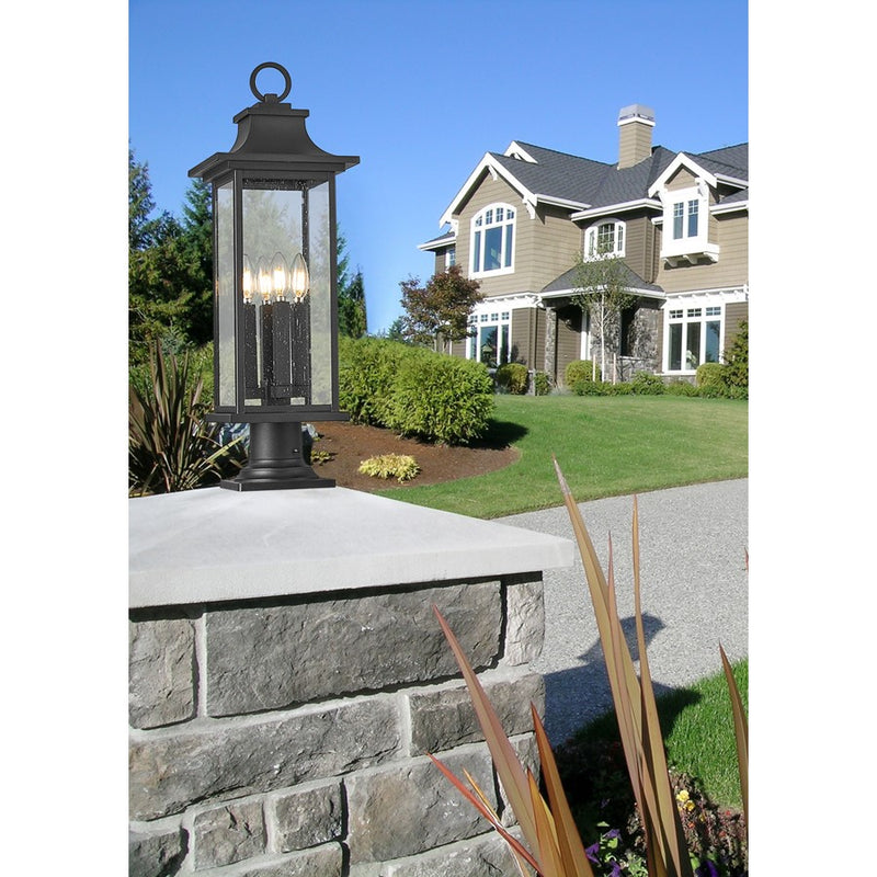 Z-Lite Tiberius 4Lt 27" Outdoor Pier Mount/Round, Black/Seed