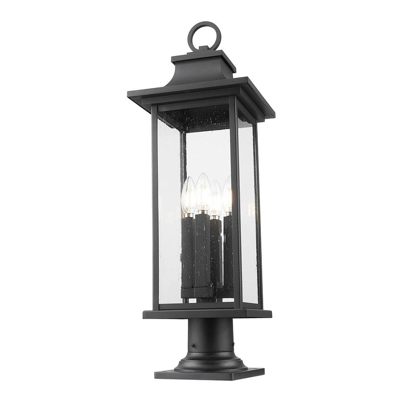 Z-Lite Tiberius 4Lt 27" Outdoor Pier Mount/Round, Black/Seed