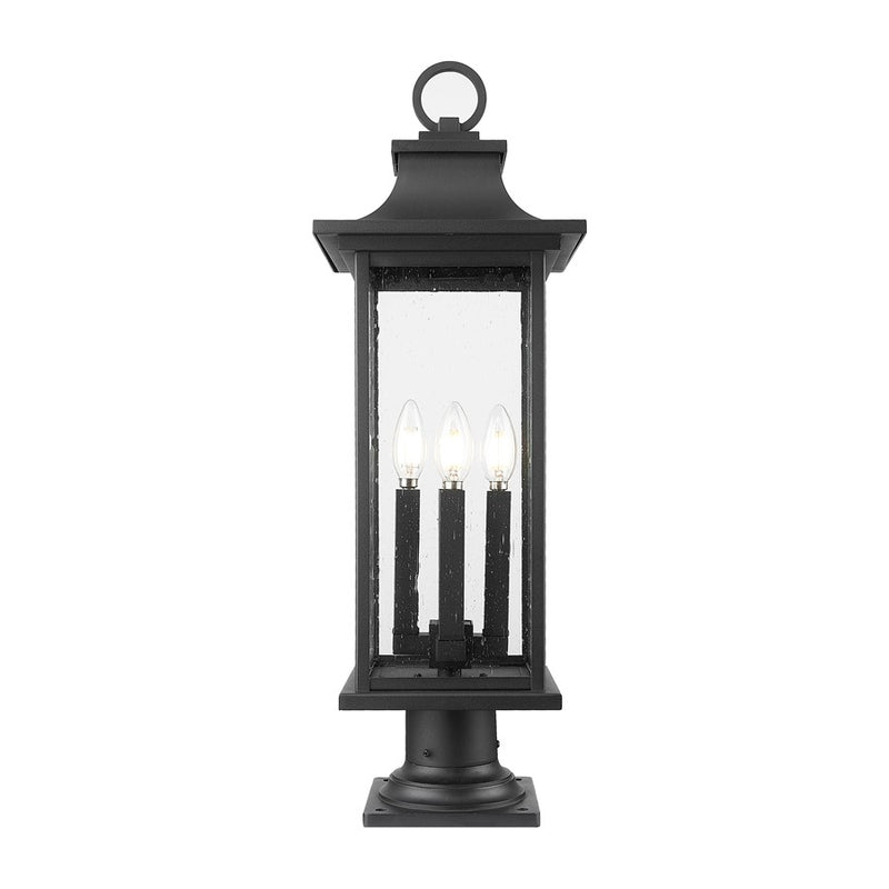 Z-Lite Tiberius 4Lt 27" Outdoor Pier Mount/Round, Black/Seed