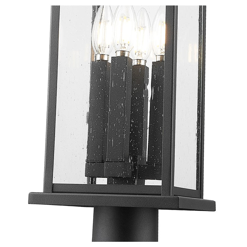 Z-Lite Tiberius 4Lt 27" Outdoor Pier Mount/Round, Black/Seed