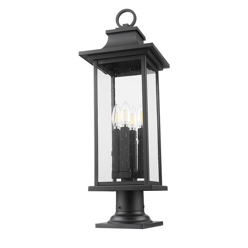 Z-Lite Tiberius 4Lt 27" Outdoor Pier Mount/Round, Black/Seed
