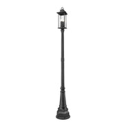 Z-Lite Tiberius 4 Light 14.25" Outdoor Post Mount, Black/Seed - 5017PHBR-564P-BK