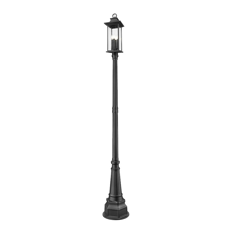 Z-Lite Tiberius 4 Light 14.25" Outdoor Post Mount, Black/Seed - 5017PHBR-564P-BK