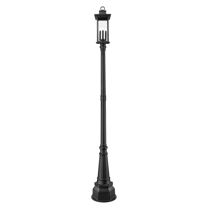 Z-Lite Tiberius 4Lt 14.25" Outdoor Post Mount, Black/Seed