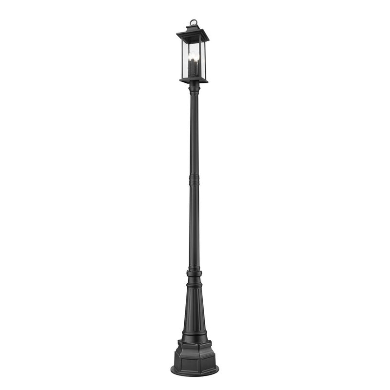 Z-Lite Tiberius 4Lt 14.25" Outdoor Post Mount, Black/Seed
