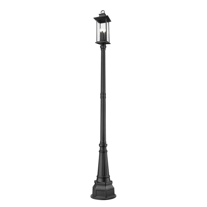 Z-Lite Tiberius 4 Light 14.25" Outdoor Post Mount, Black/Seed