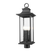 Z-Lite Tiberius 4 Light 25" Outdoor Post Mount/Round, Black/Seed - 5017PHBR-BK