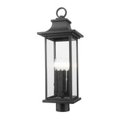 Z-Lite Tiberius 4Lt 25" Outdoor Post Mount/Round, Black/Seed - 5017PHBR-BK