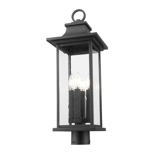 Z-Lite Tiberius 4 Light 25" Outdoor Post Mount/Round, Black/Seed