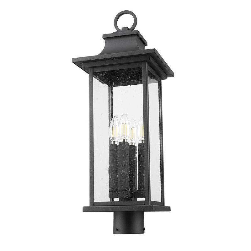 Z-Lite Tiberius 4 Light 25" Outdoor Post Mount/Round, Black/Seed