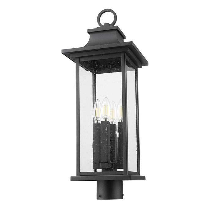 Z-Lite Tiberius 4Lt 25" Outdoor Post Mount/Round, Black/Seed