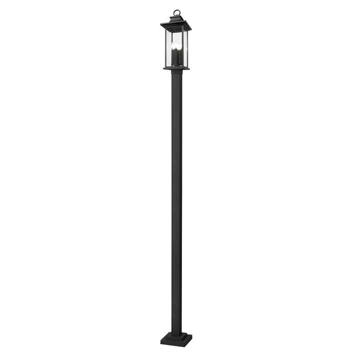Z-Lite Tiberius 4Lt 9.25" Outdoor Post Mount, Black/Seed - 5017PHBS-536P-BK