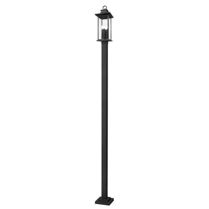 Z-Lite Tiberius 4Lt 9.25" Outdoor Post Mount, Black/Seed - 5017PHBS-536P-BK