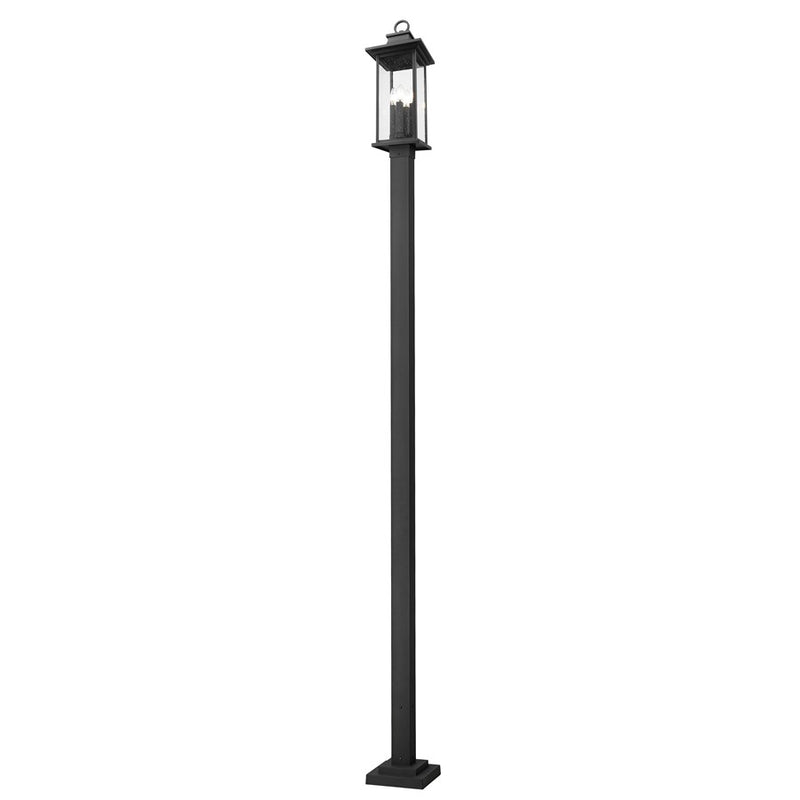 Z-Lite Tiberius 4Lt 9.25" Outdoor Post Mount, Black/Seed