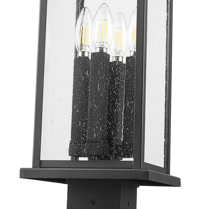 Z-Lite Tiberius 4Lt 9.25" Outdoor Post Mount, Black/Seed