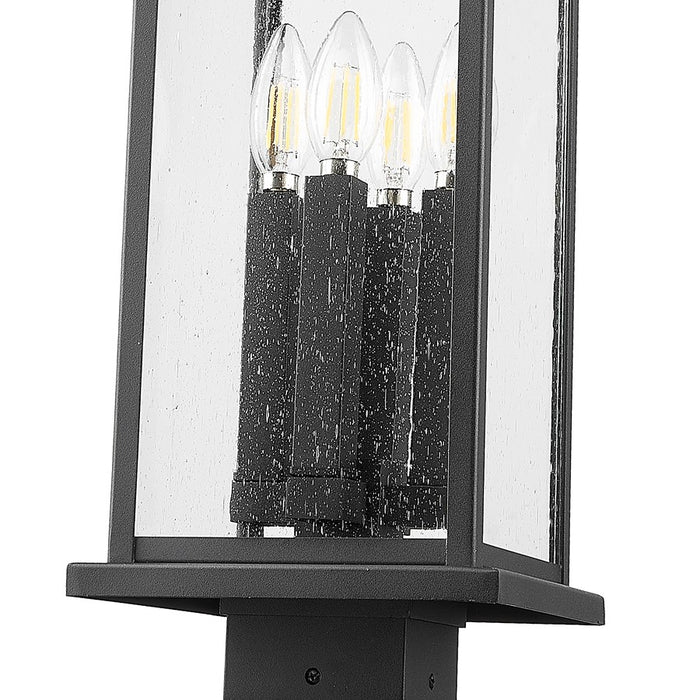 Z-Lite Tiberius 4Lt 9.25" Outdoor Post Mount, Black/Seed