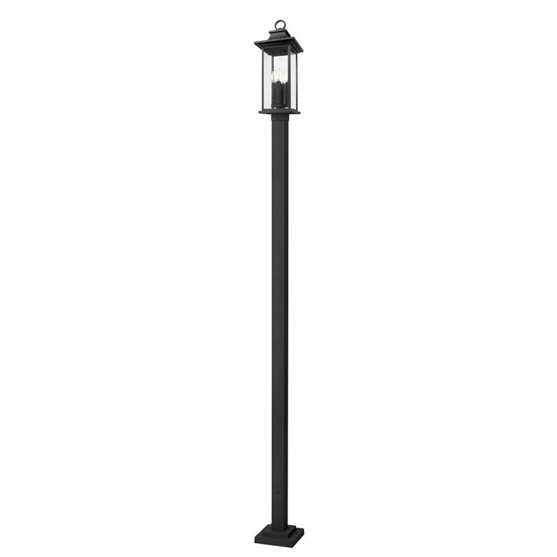 Z-Lite Tiberius 4Lt 9.25" Outdoor Post Mount, Black/Seed