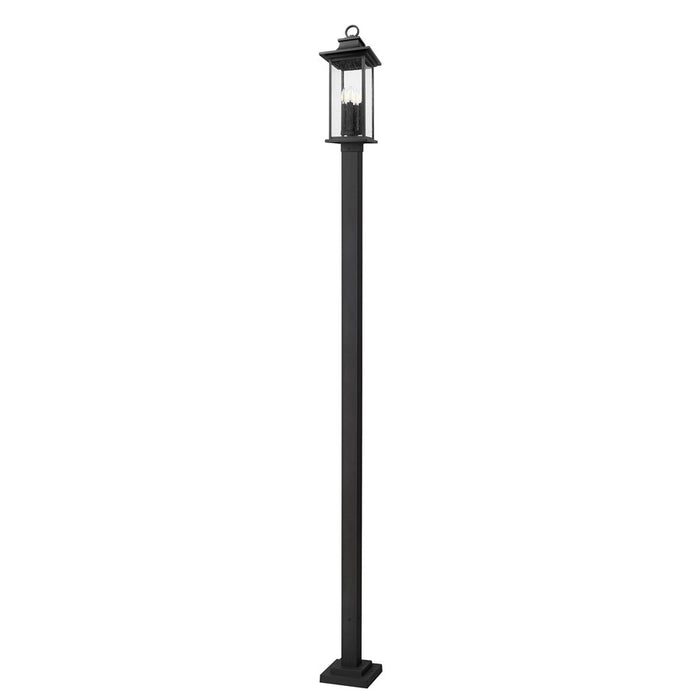 Z-Lite Tiberius 4Lt 9.25" Outdoor Post Mount, Black/Seed