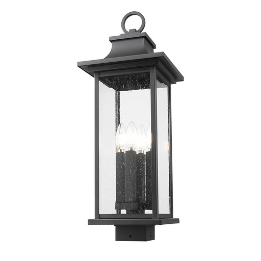Z-Lite Tiberius 4 Light 25" Outdoor Post Mount/Square, Black/Seed