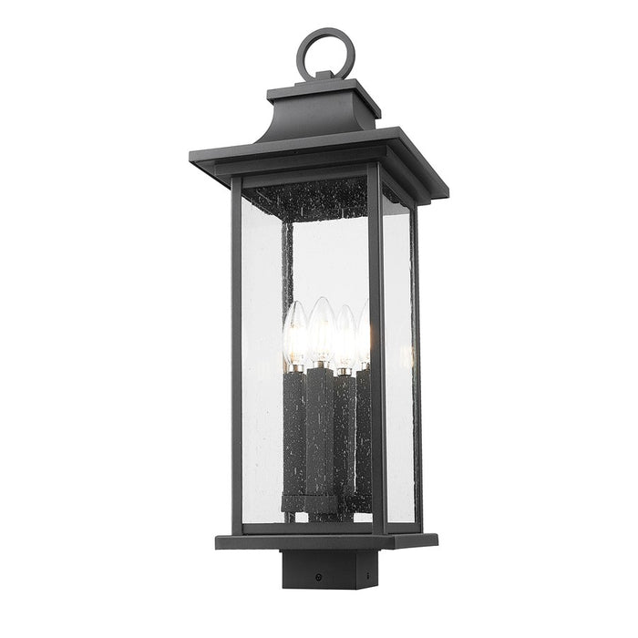 Z-Lite Tiberius 4 Light 25" Outdoor Post Mount/Square, Black/Seed