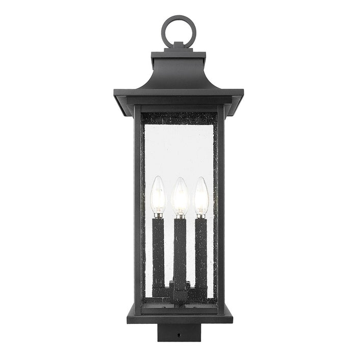 Z-Lite Tiberius 4Lt 25" Outdoor Post Mount/Square, Black/Seed