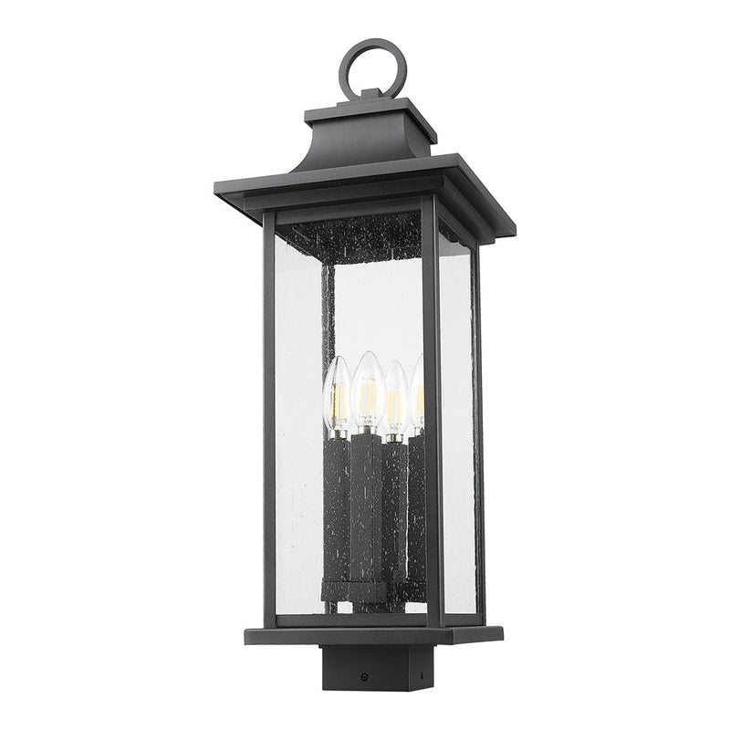 Z-Lite Tiberius 4Lt 25" Outdoor Post Mount/Square, Black/Seed