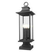 Z-Lite Tiberius 4Lt 27" Outdoor Pier Mount/Square, Black/Seed - 5017PHBS-SQPM-BK