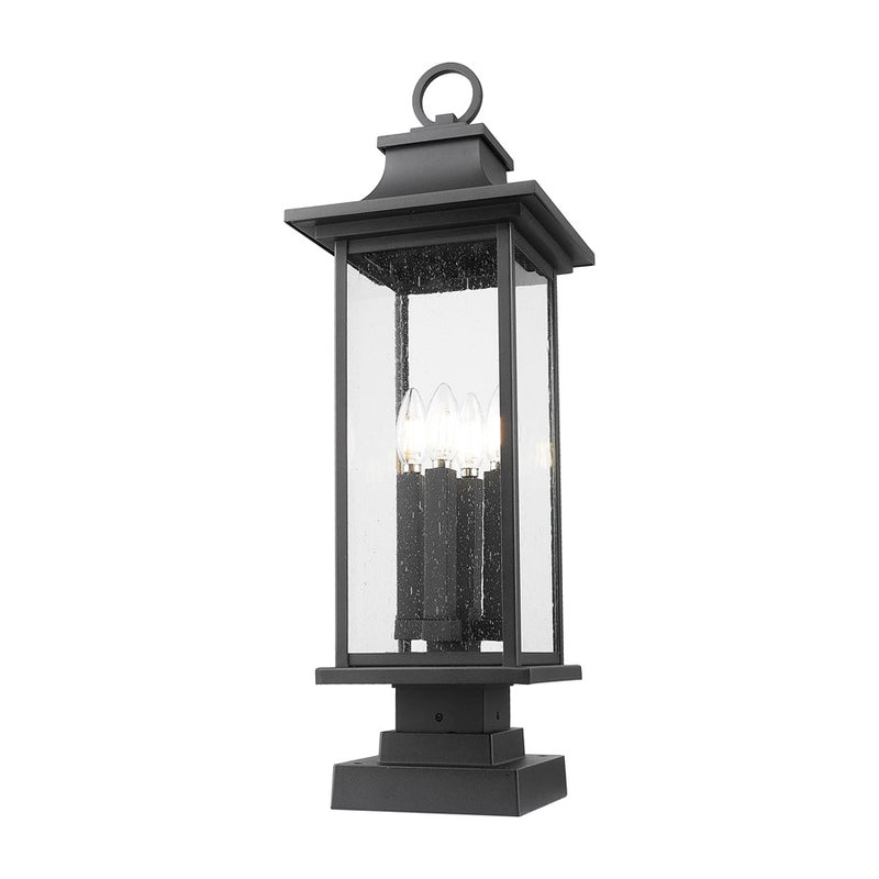 Z-Lite Tiberius 4Lt 27" Outdoor Pier Mount/Square, Black/Seed