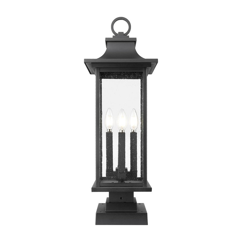 Z-Lite Tiberius 4Lt 27" Outdoor Pier Mount/Square, Black/Seed