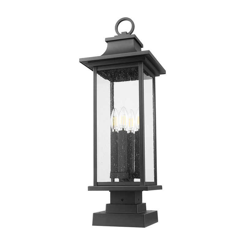 Z-Lite Tiberius 4Lt 27" Outdoor Pier Mount/Square, Black/Seed