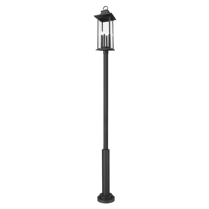 Z-Lite Tiberius 6Lt 12" Outdoor Post Mount, Black/Seed - 5017PHXLR-5010P-BK