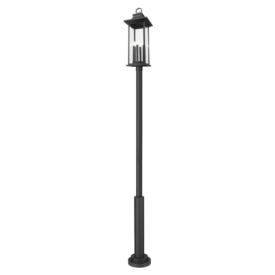 Z-Lite Tiberius 6Lt 12" Outdoor Post Mount, Black/Seed - 5017PHXLR-5010P-BK