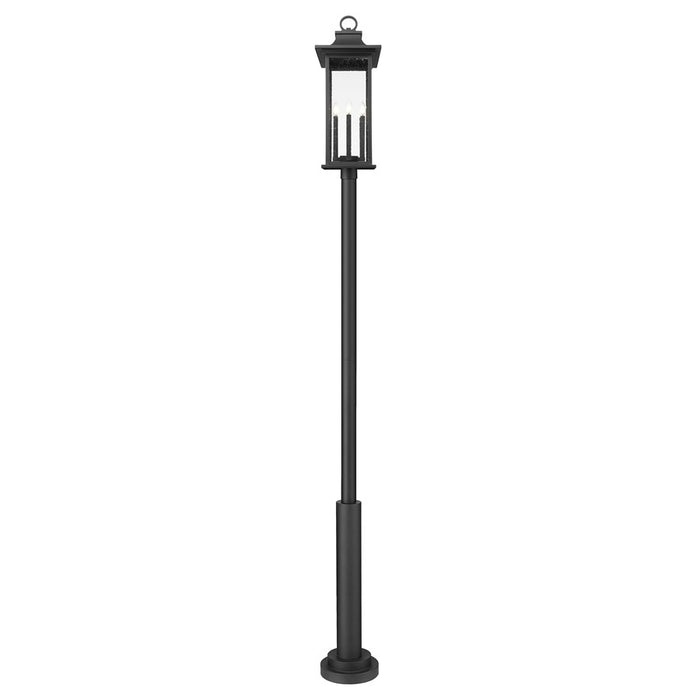 Z-Lite Tiberius 6 Light 12" Outdoor Post Mount, Black/Seed