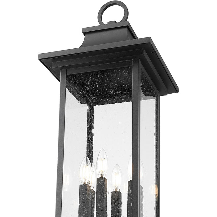 Z-Lite Tiberius 6Lt 12" Outdoor Post Mount, Black/Seed