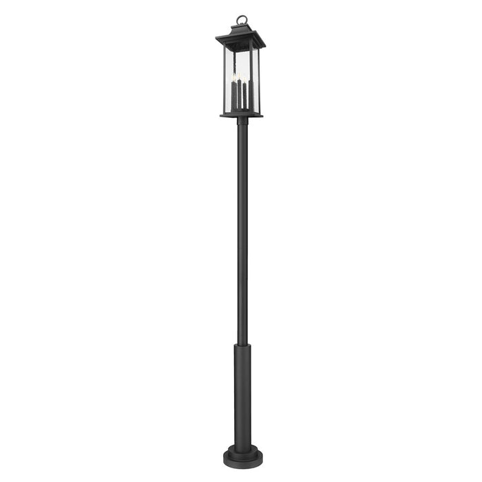 Z-Lite Tiberius 6Lt 12" Outdoor Post Mount, Black/Seed