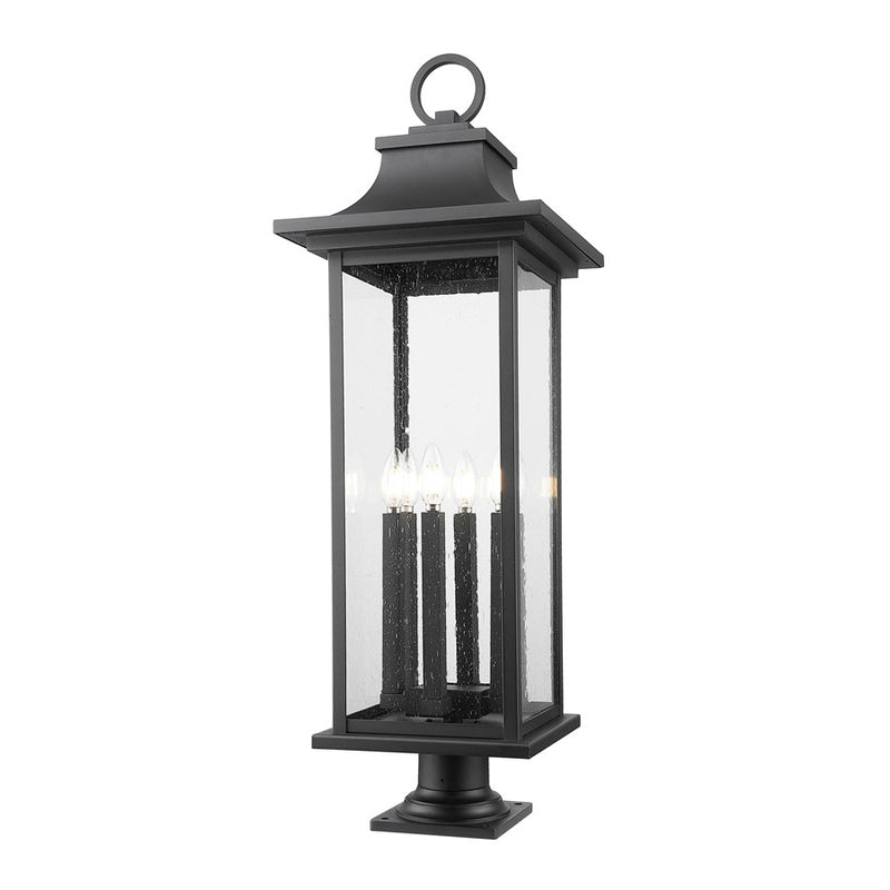 Z-Lite Tiberius 6Lt 12" Outdoor Pier/Round, Black/Seed - 5017PHXLR-533PM-BK
