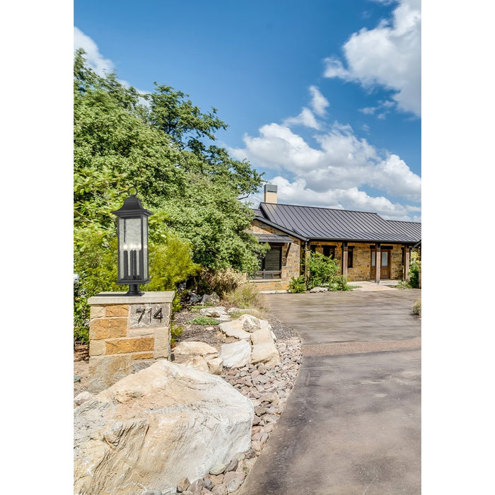 Z-Lite Tiberius 6Lt 12" Outdoor Pier/Round, Black/Seed