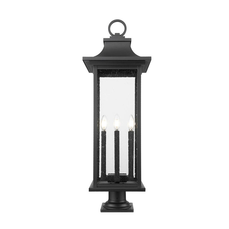 Z-Lite Tiberius 6Lt 12" Outdoor Pier/Round, Black/Seed