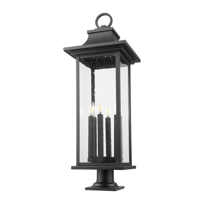 Z-Lite Tiberius 6Lt 12" Outdoor Pier/Round, Black/Seed