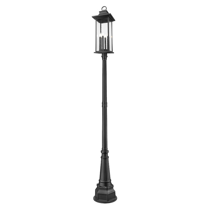 Z-Lite Tiberius 6 Light 14.25" Outdoor Post Mount, Black/Seed - 5017PHXLR-564P-BK