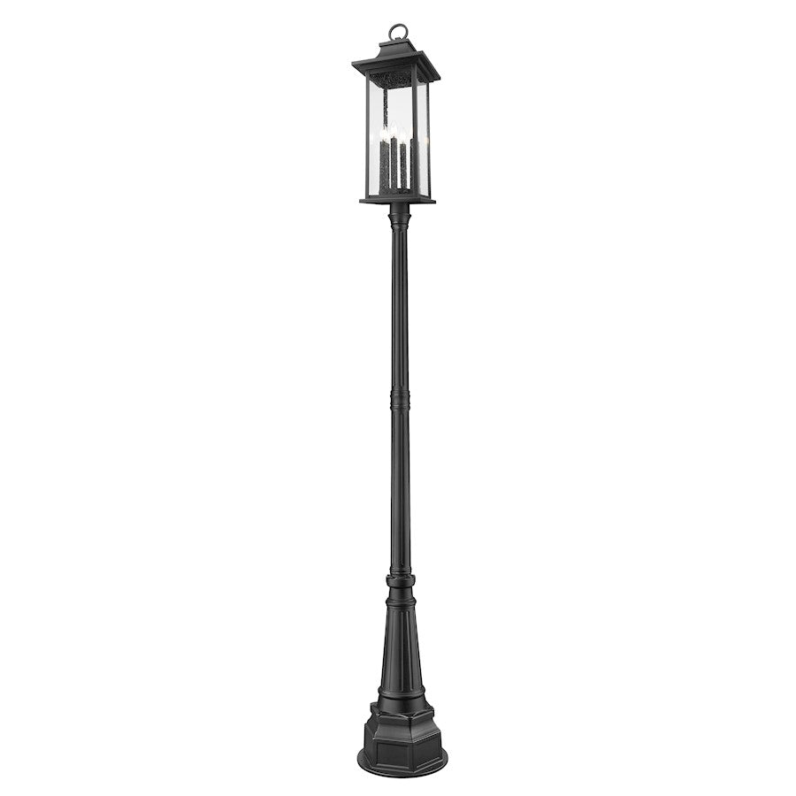 Z-Lite Tiberius 6 Light 14.25" Outdoor Post Mount, Black/Seed - 5017PHXLR-564P-BK