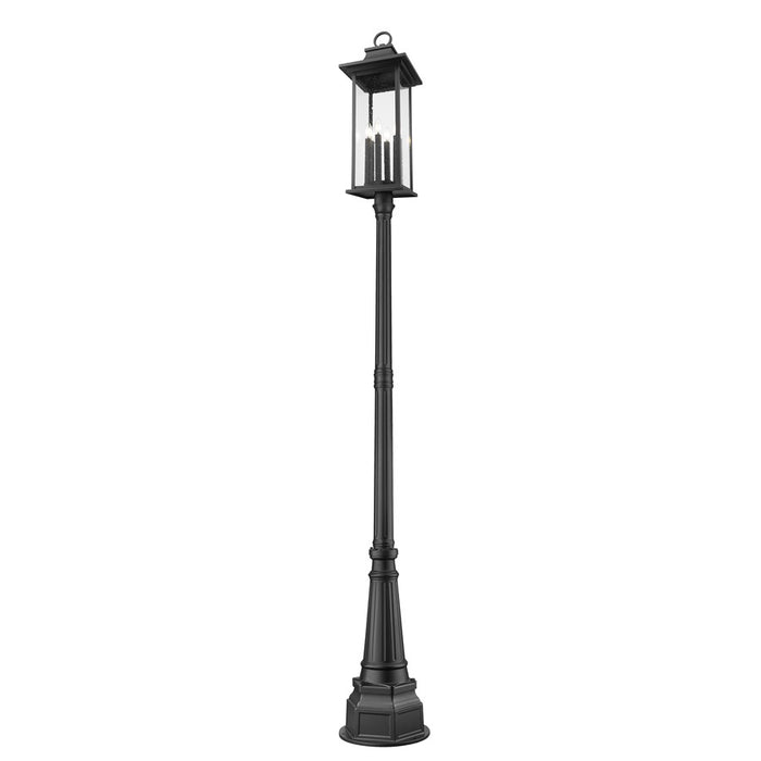 Z-Lite Tiberius 6 Light 14.25" Outdoor Post Mount, Black/Seed