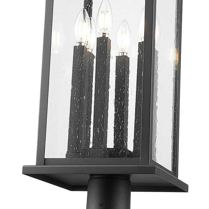 Z-Lite Tiberius 6 Light 14.25" Outdoor Post Mount, Black/Seed