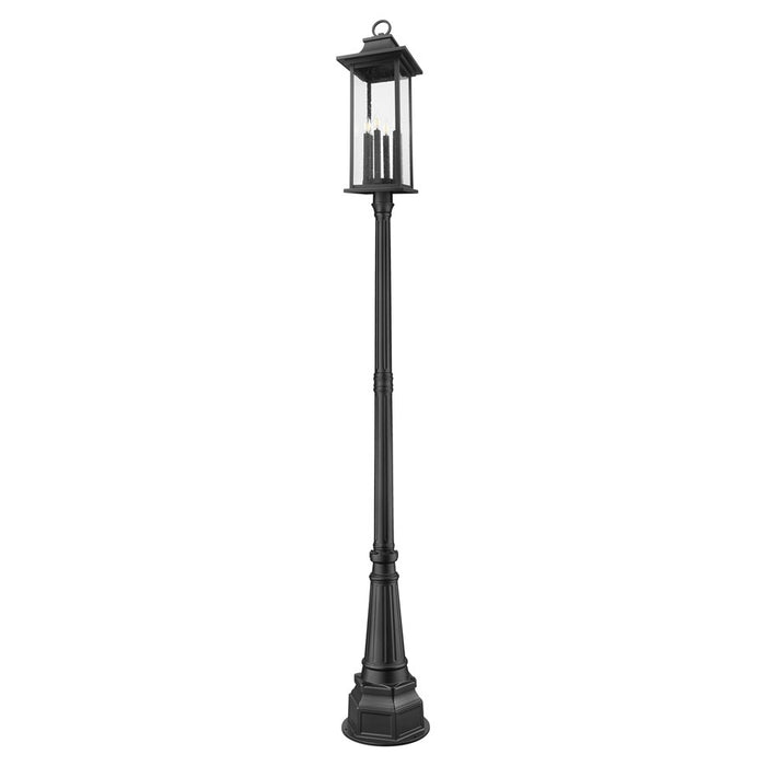 Z-Lite Tiberius 6 Light 14.25" Outdoor Post Mount, Black/Seed