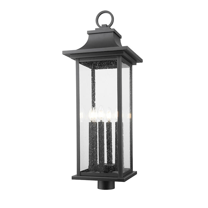 Z-Lite Tiberius 6 Light 12" Outdoor Post Mount/Round, Black/Seed - 5017PHXLR-BK