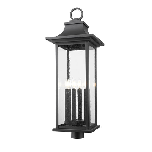 Z-Lite Tiberius 6Lt 12" Outdoor Post Mount/Round, Black/Seed - 5017PHXLR-BK
