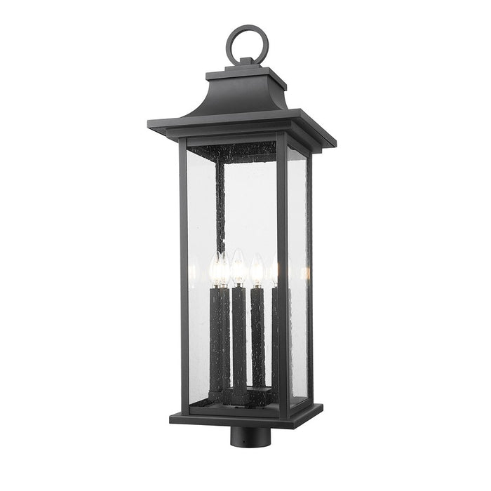 Z-Lite Tiberius 6Lt 12" Outdoor Post Mount/Round, Black/Seed - 5017PHXLR-BK