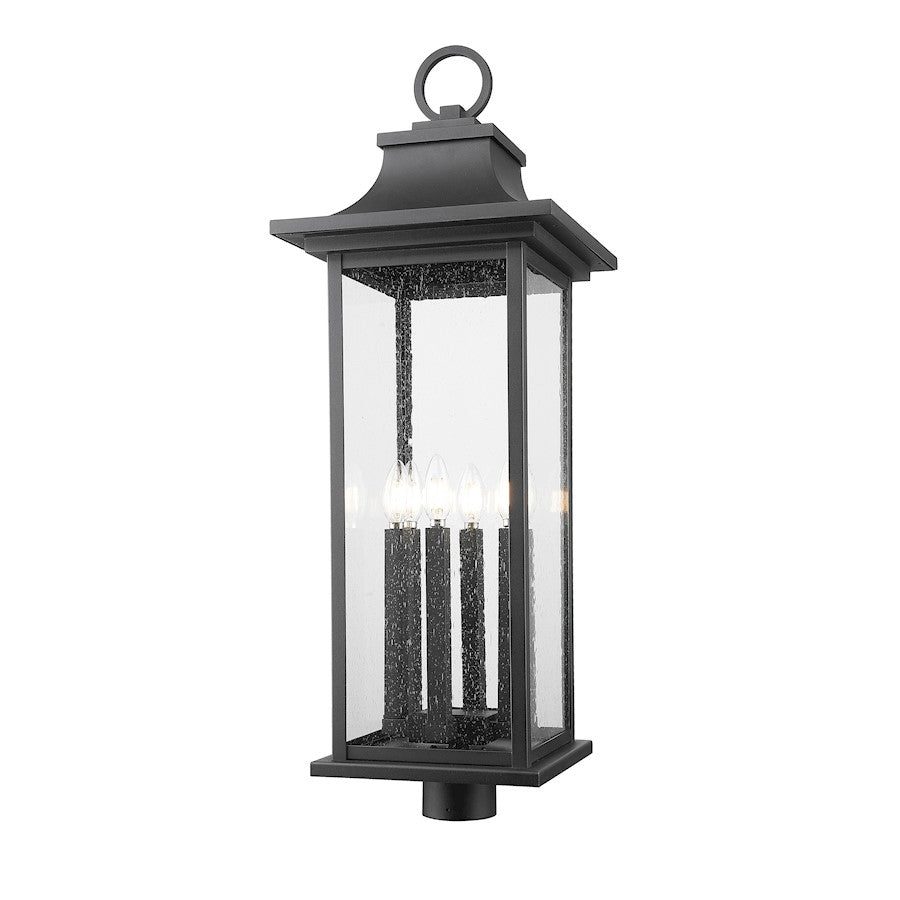Z-Lite Tiberius 6 Light 12" Outdoor Post Mount/Round, Black/Seed - 5017PHXLR-BK