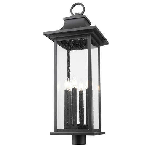 Z-Lite Tiberius 6Lt 12" Outdoor Post Mount/Round, Black/Seed