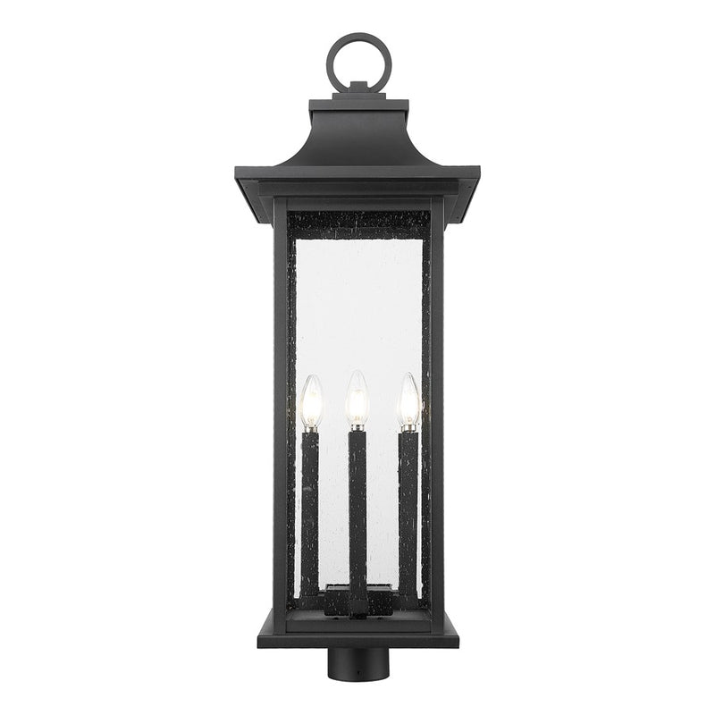 Z-Lite Tiberius 6 Light 12" Outdoor Post Mount/Round, Black/Seed